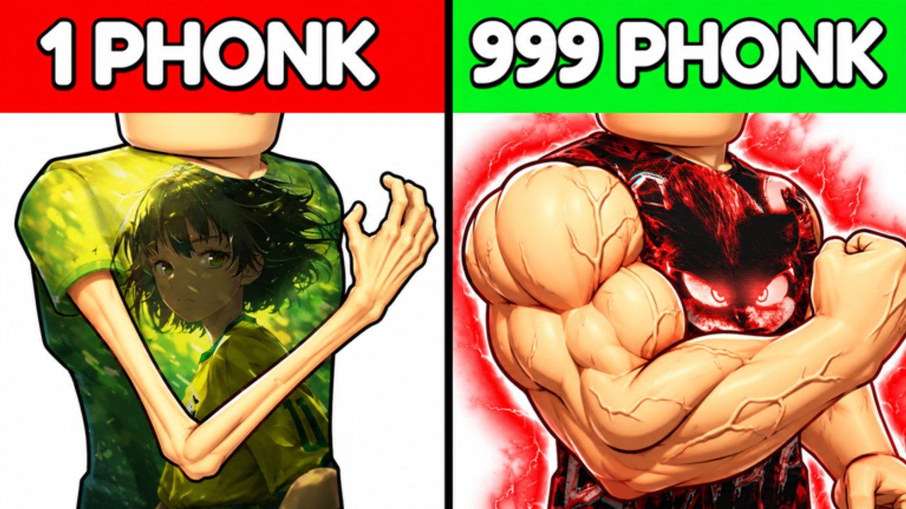 Art officiel +1 Phonk Evolution : avatar faible 1 Phonk face à une évolution musclée 999 Phonk